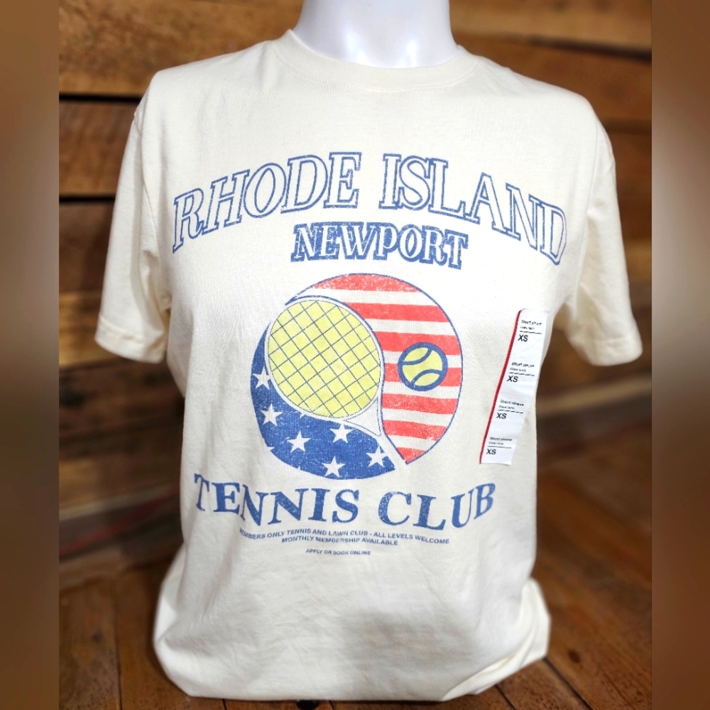 New Size Extra Small Short Sleeve Crew Neck Tennis Club Tee‎ Shirt